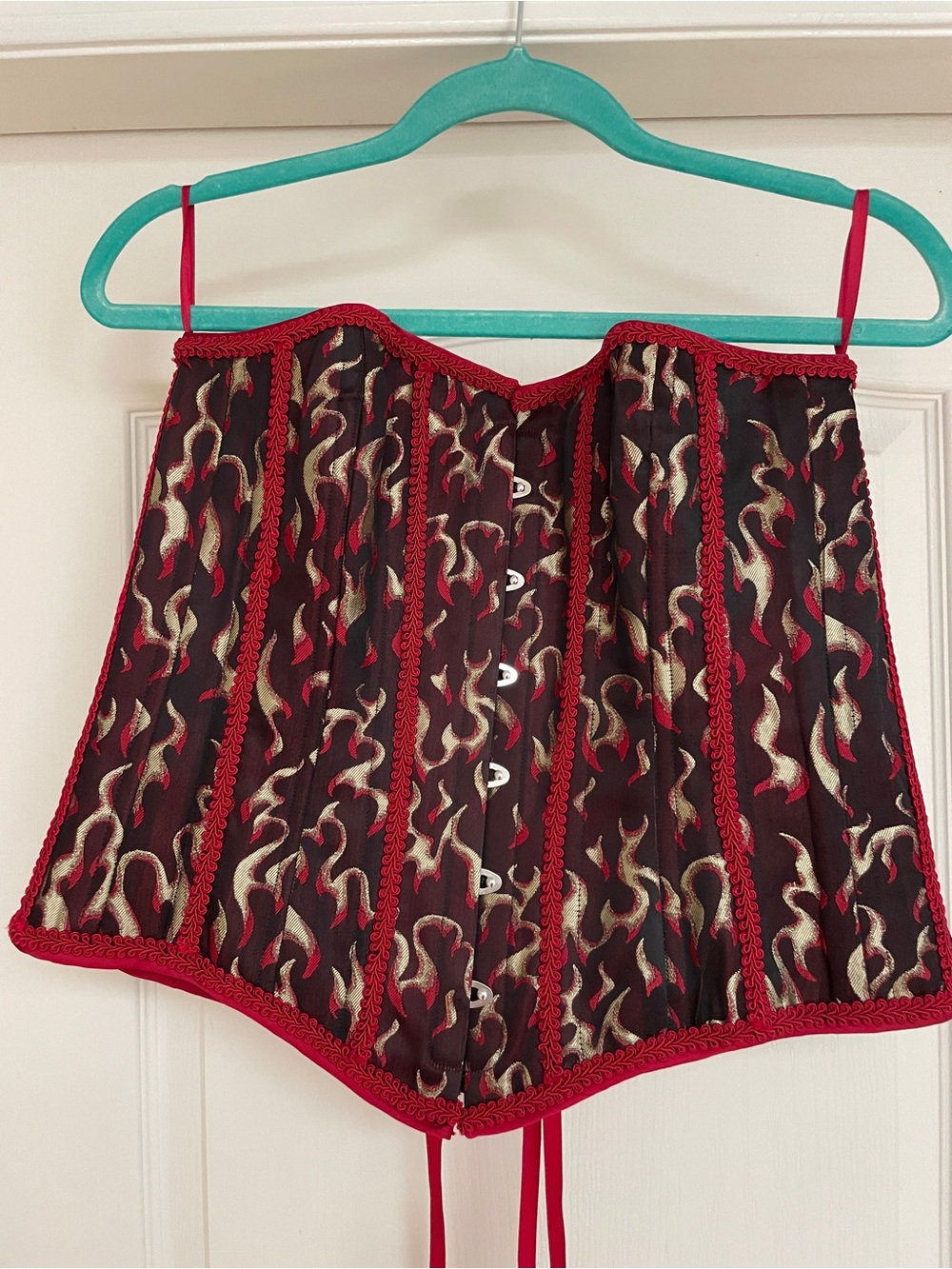 Red Flame Lace-Trim Corset Top